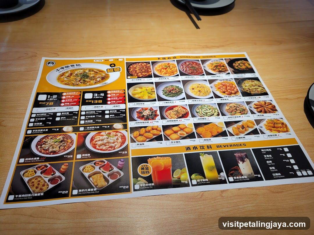 Dining Table with Menu