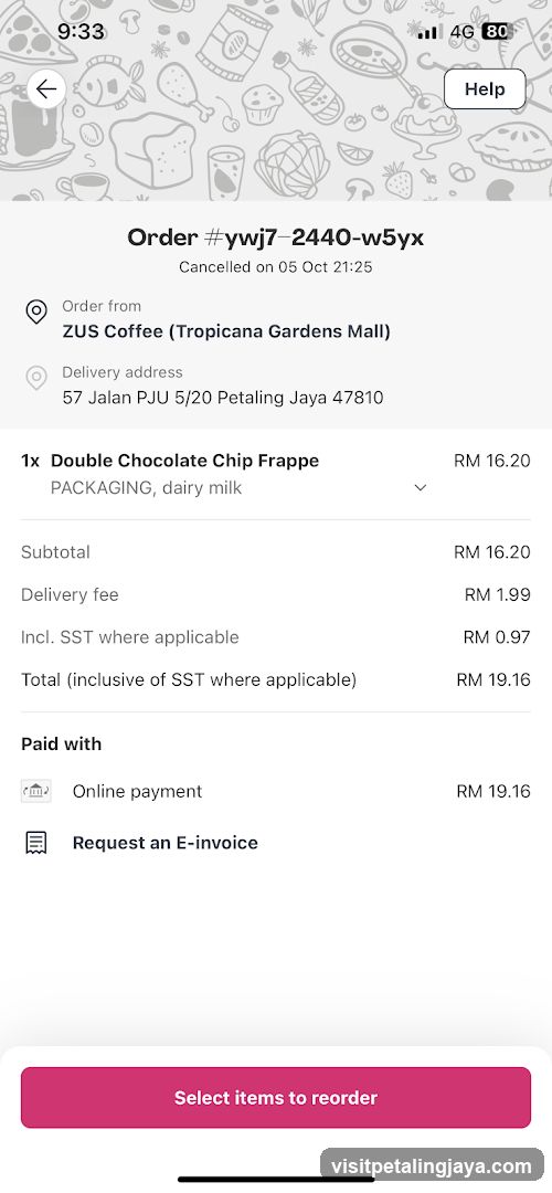 Cancelled Order Receipt - ZUS Coffee