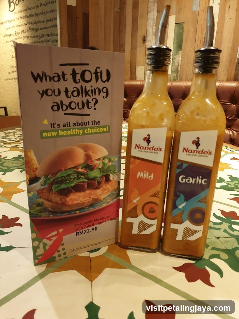 Nando's Tofu Burger and Sauces