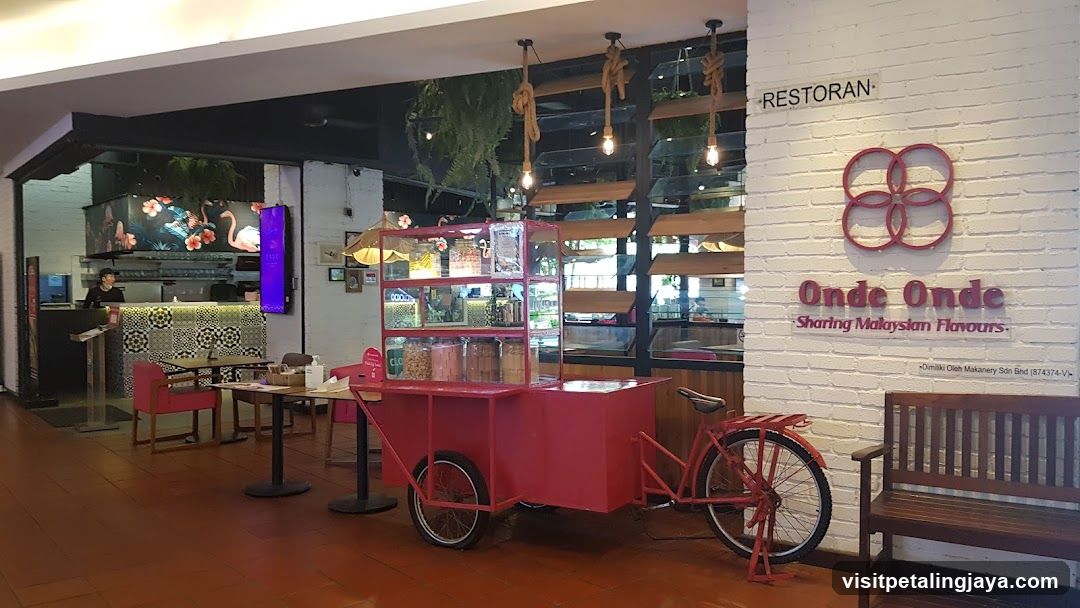 Restaurant Interior with Red Food Cart