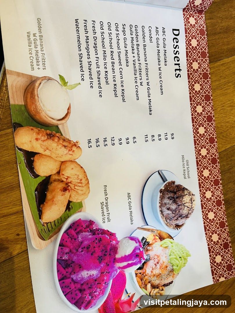 Desserts Menu Page