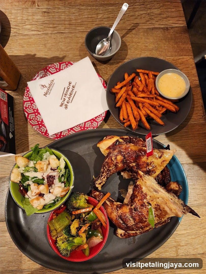 Roasted Chicken Meal with Sweet Potato Fries and Salad