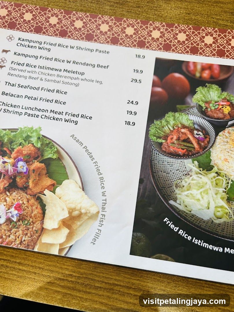 Fried Rice Menu Page