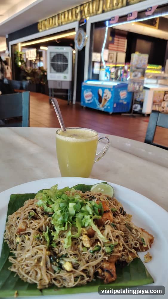 Noodles and Drink at Food Court