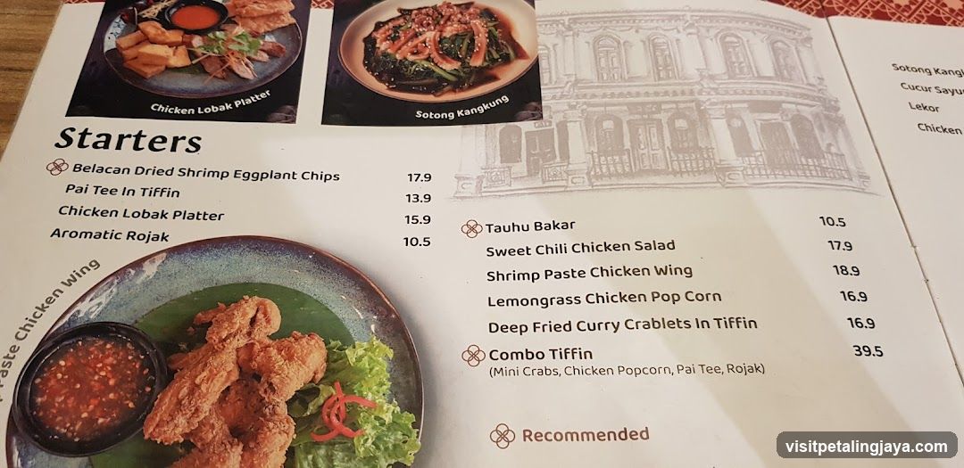 Starters Menu Page