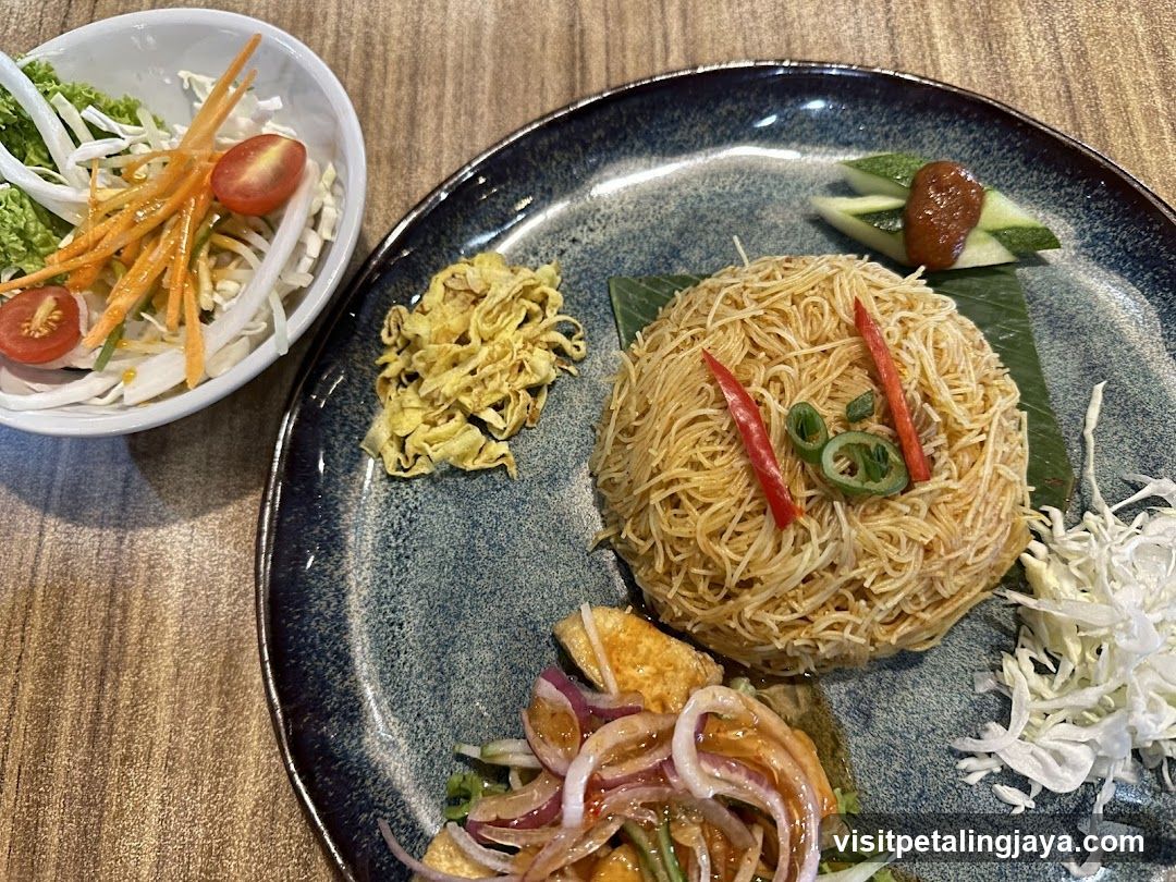 Noodle Dish with Side Salad