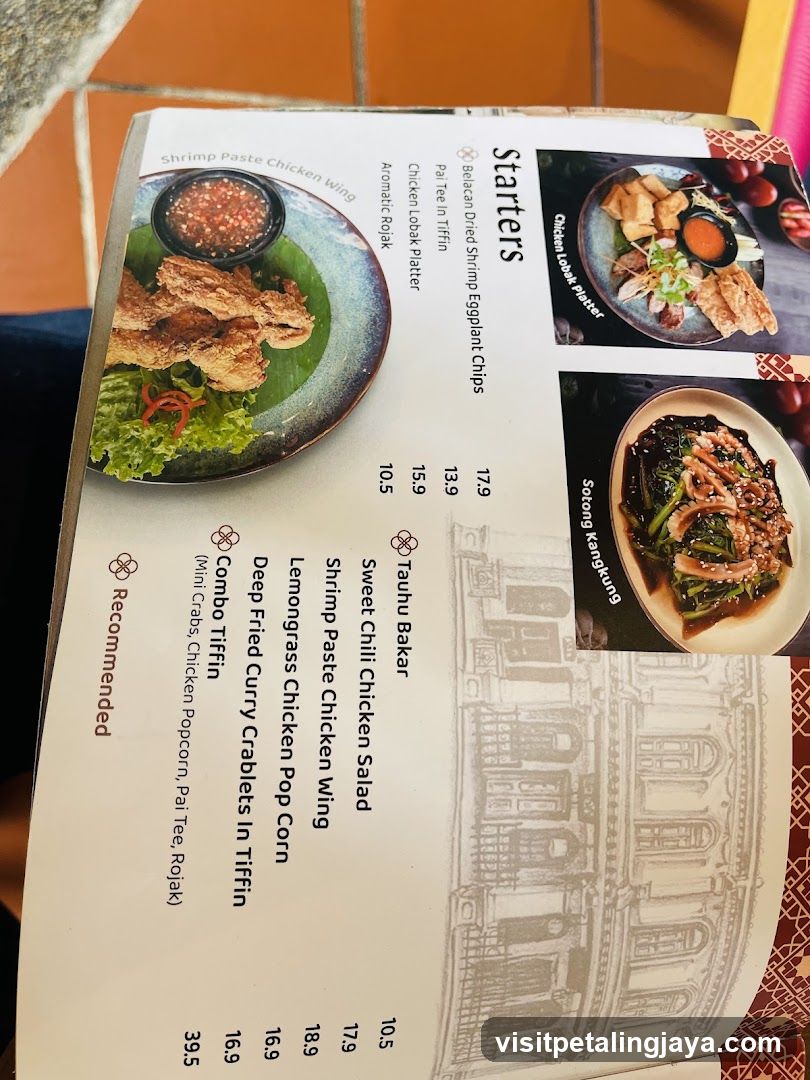 Starters Menu Page