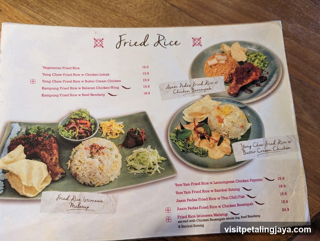 Fried Rice Menu