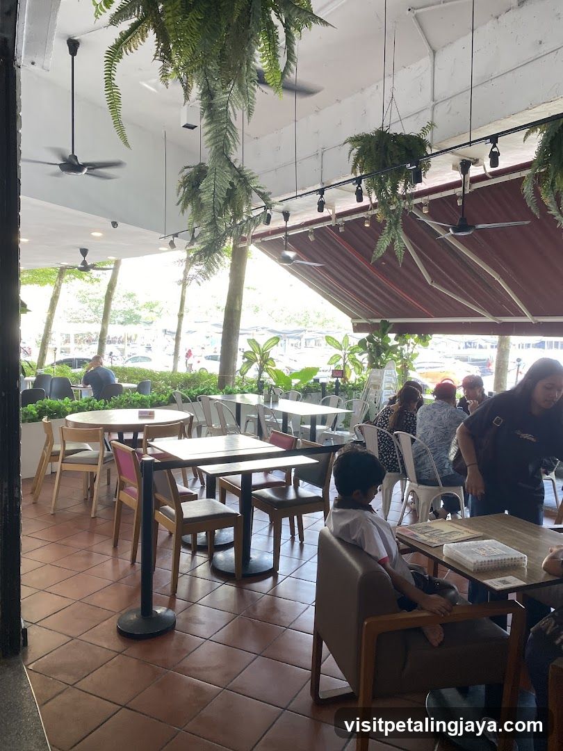 Indoor Cafe Interior with Outdoor Seating Area