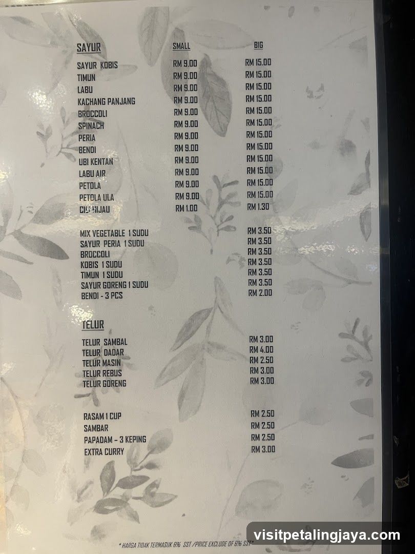 Indonesian Salad and Egg Menu