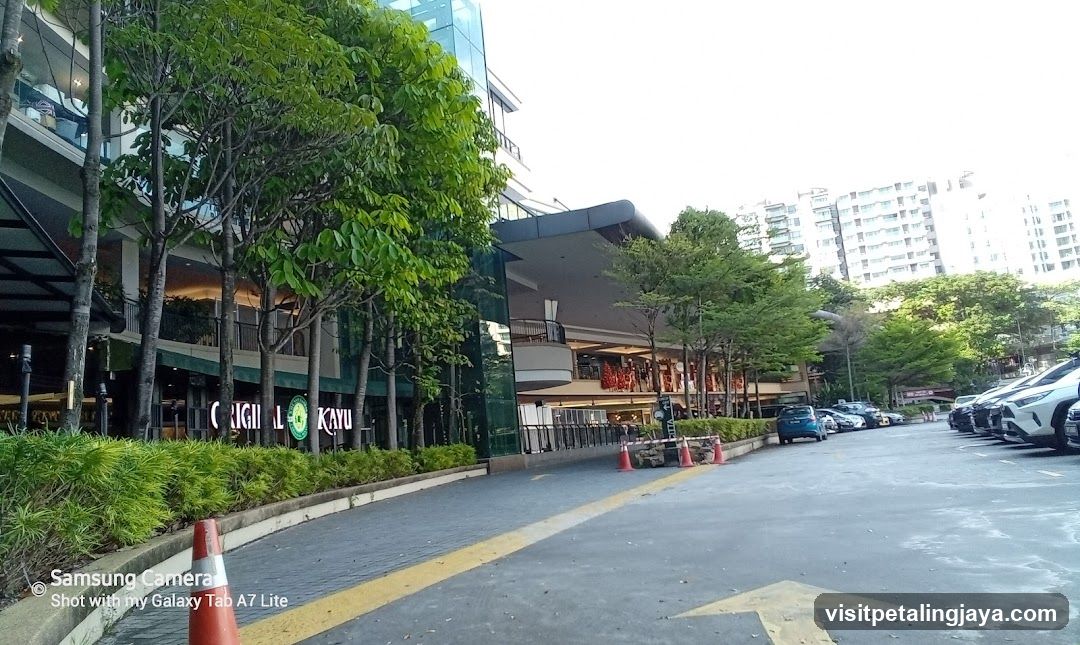 Outdoor parking area near commercial building