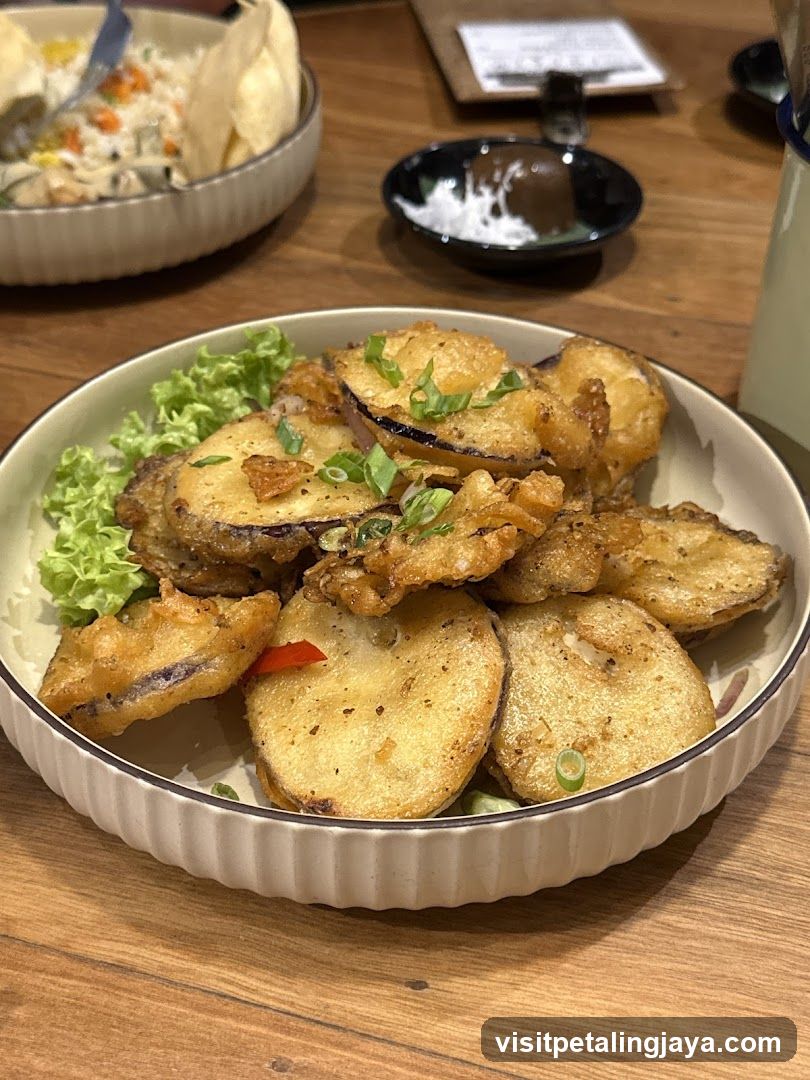 Fried Eggplant Slices with Salad