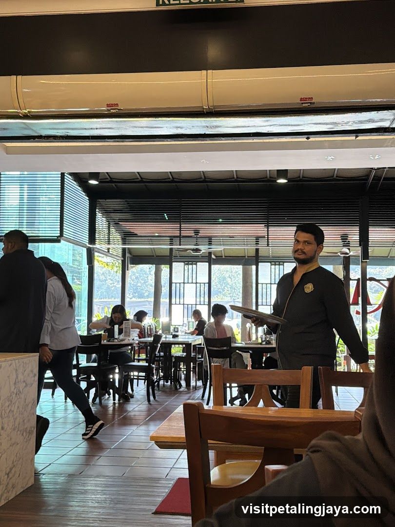 Restaurant Interior with Staff Serving Food