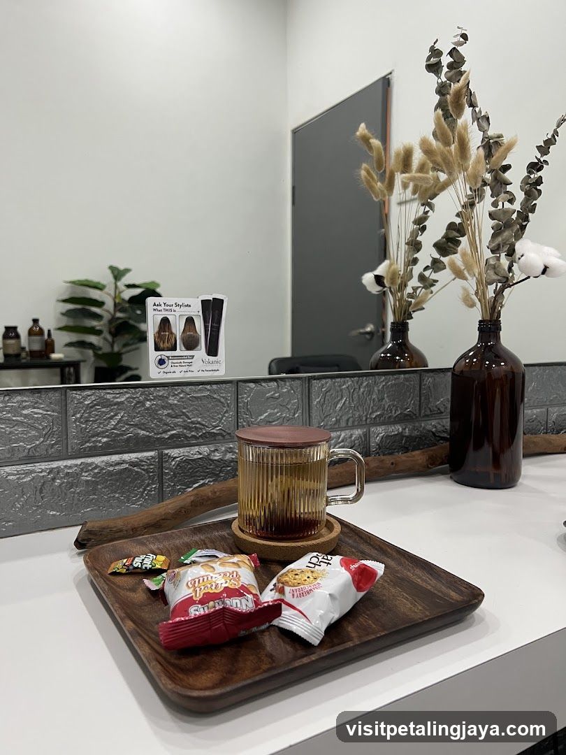 Salon Interior with Snack Tray