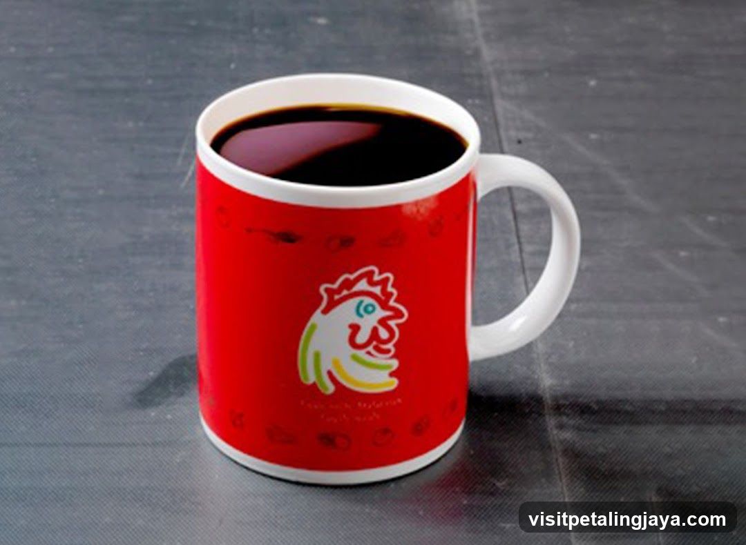 Red Coffee Mug with Rooster Design
