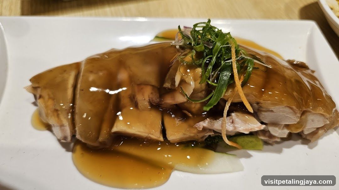 Sliced Chicken with Sauce and Garnish