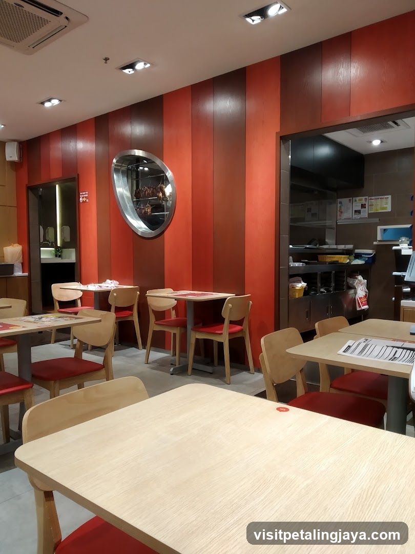 Restaurant Interior with Red and Brown Walls