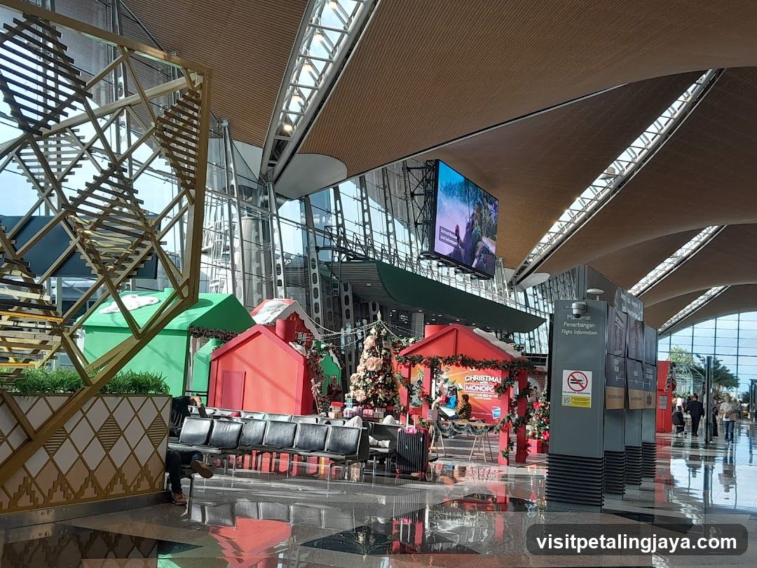 Christmas Market Setup in Airport Terminal
