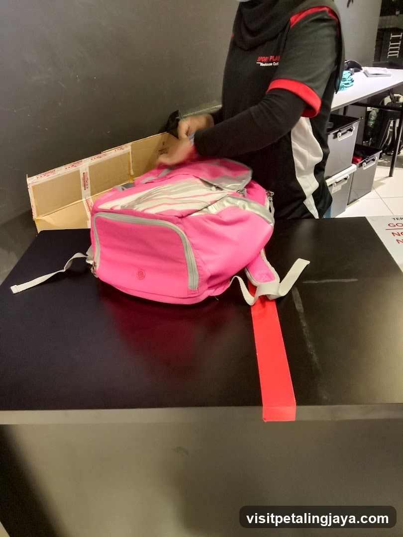 Pink Backpack on Counter