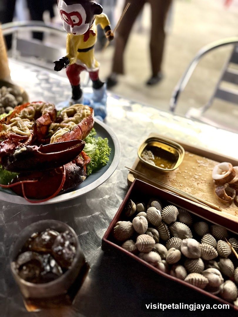 Seafood Table Setting with Monkey Figurine