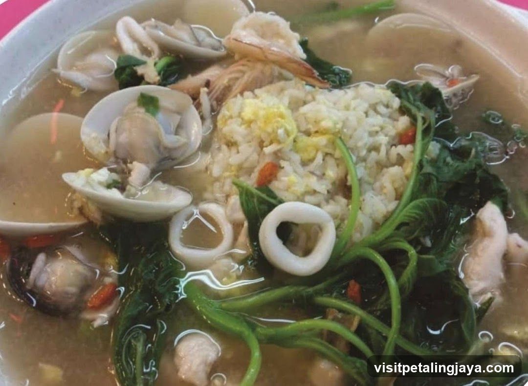 Seafood Rice Soup with Clams and Squid