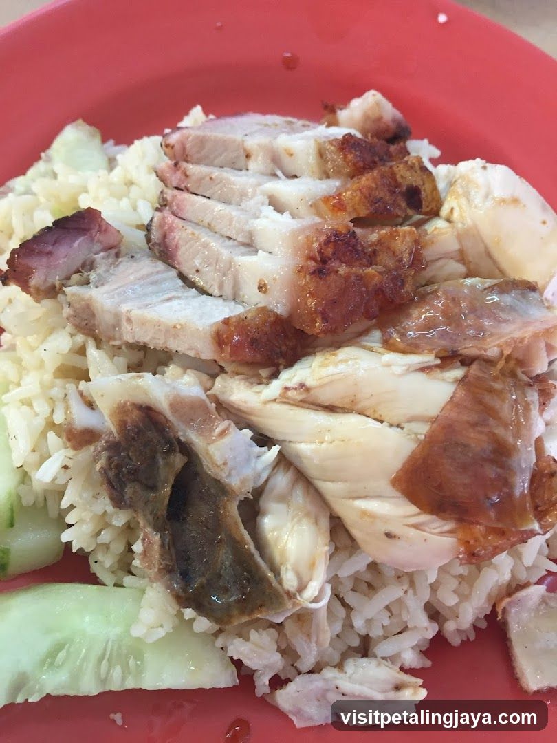 Plate of Chicken Rice with Cucumber