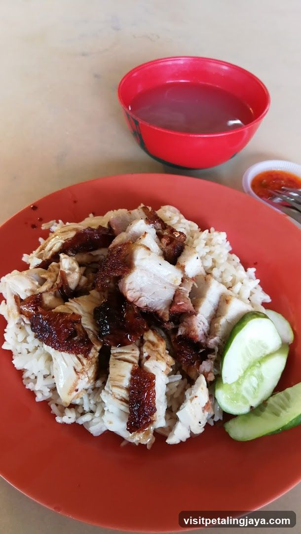 Roast Chicken Rice with Cucumber and Soup