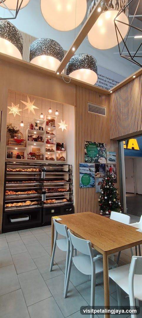 Bakery Interior with Display Case and Christmas Decor