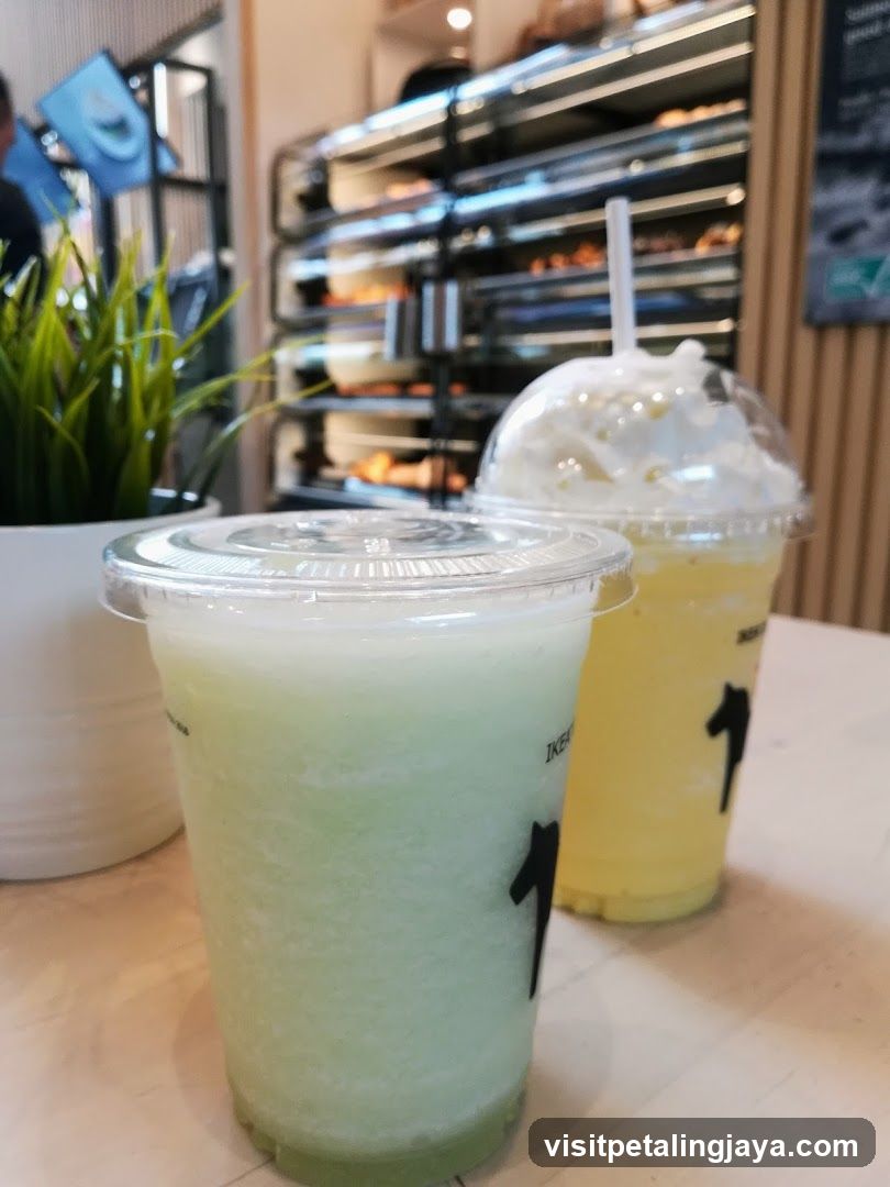 Beverages in a cafe interior