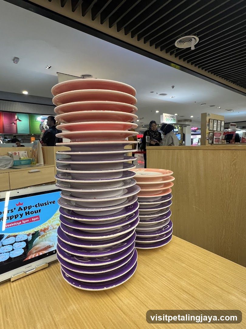 Stack of Plates in Food Court