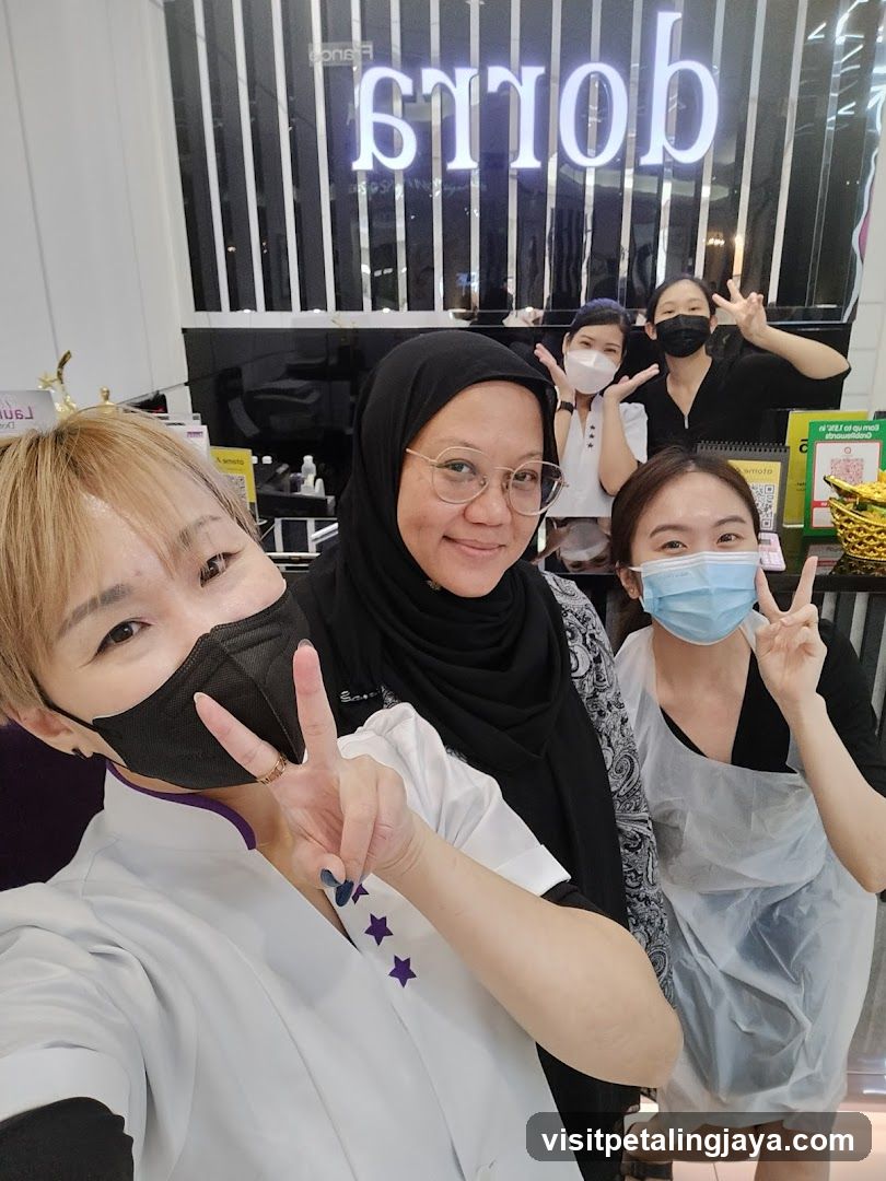 Group selfie in salon or beauty shop