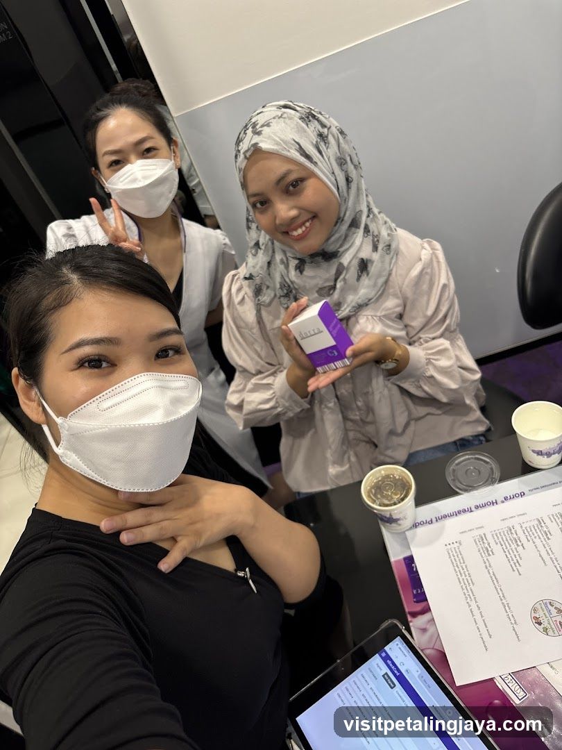 Three women in a salon or beauty clinic interior