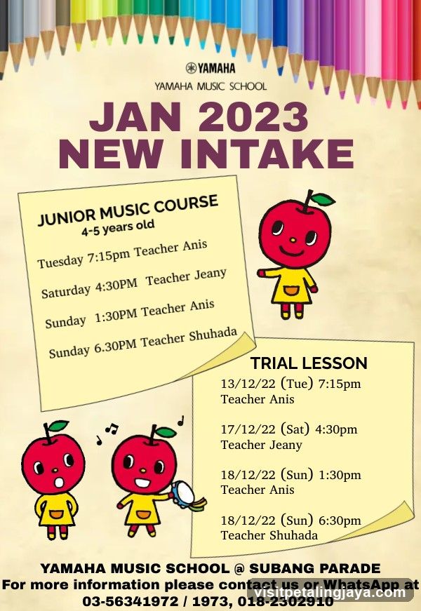 Yamaha Music School New Intake Jan 2023