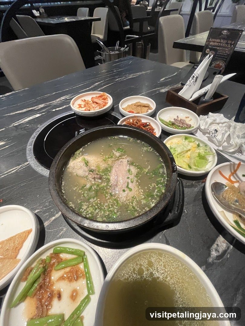 Korean Table Setting with Hot Pot and Side Dishes