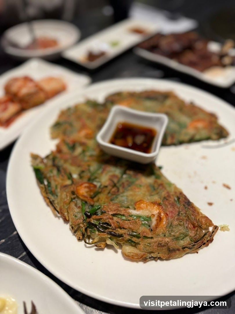 Korean Pancake with Shrimp and Greens