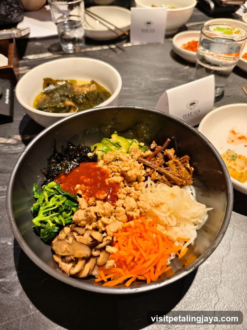 Bibimbap Bowl at Restaurant Table