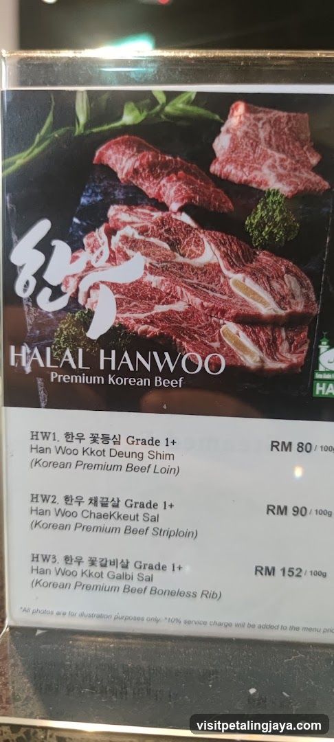 Halal Hanwoo Premium Korean Beef Menu