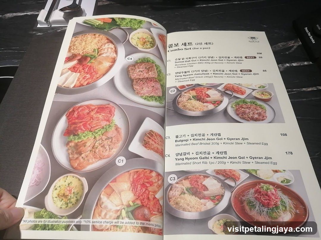 Korean Restaurant Menu Page