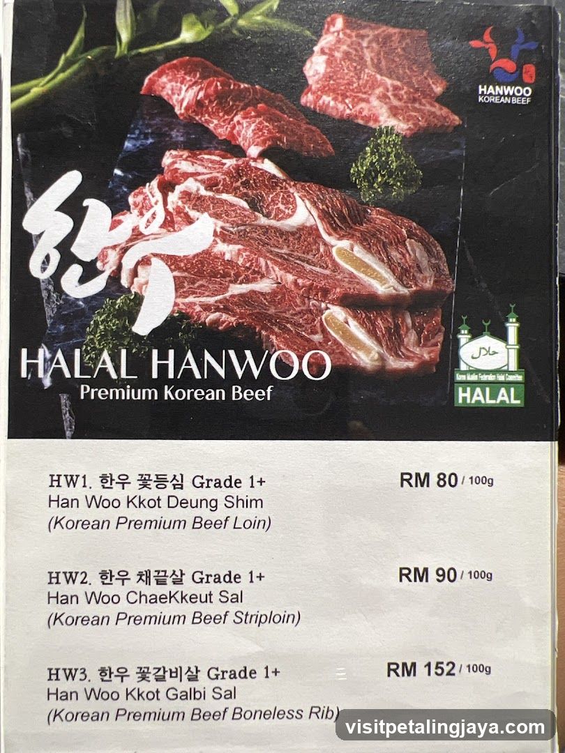 Halal Hanwoo Premium Korean Beef Menu