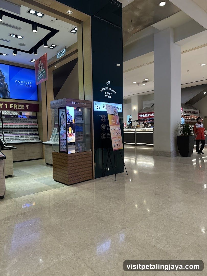 Mall Interior with Beauty Store and Signage