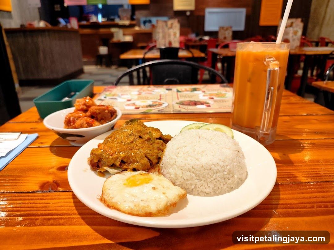 Rice and Curry Meal with Drink