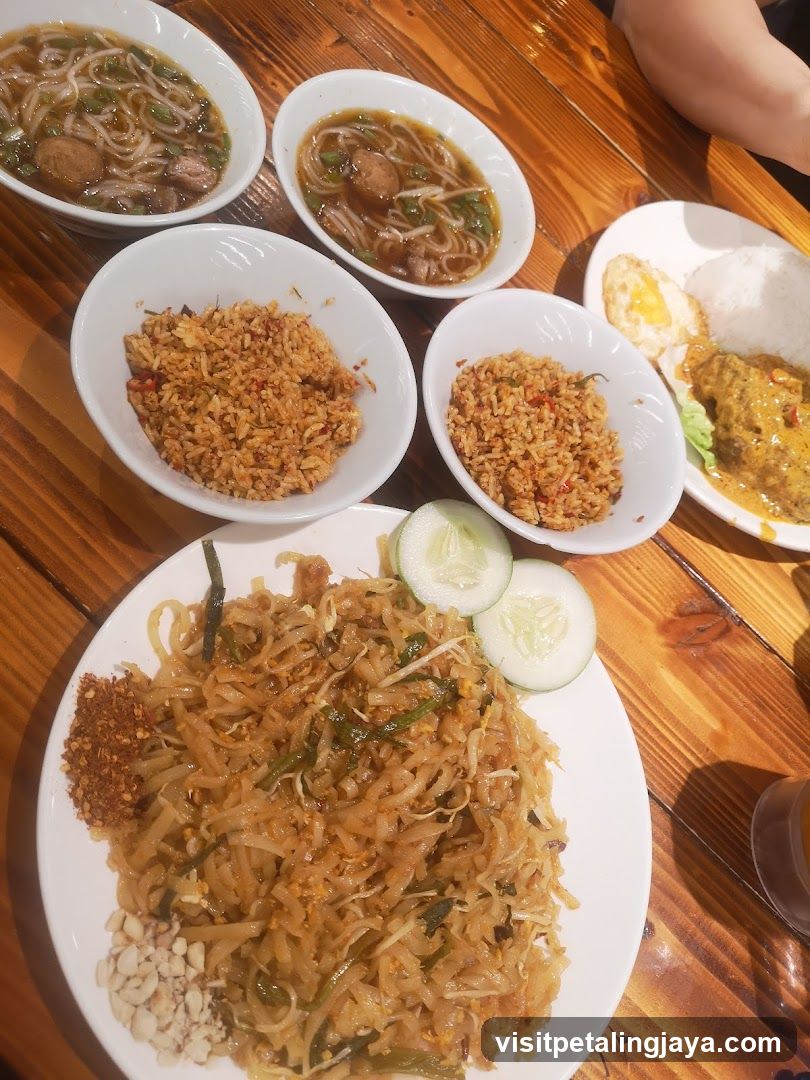 Food Spread on Wooden Table