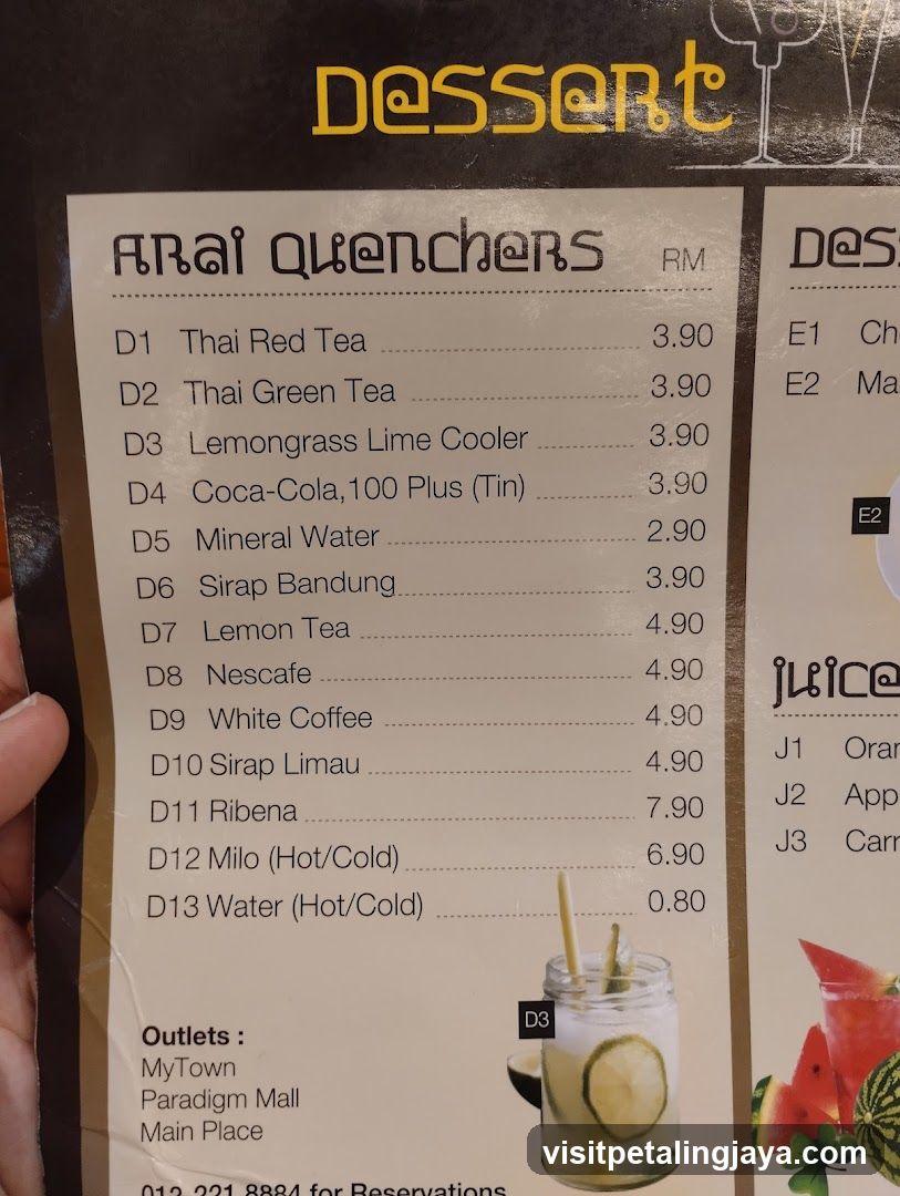 Arai Quenchers Dessert Menu