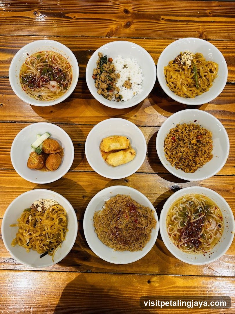 Assorted Asian Dishes on Wooden Table