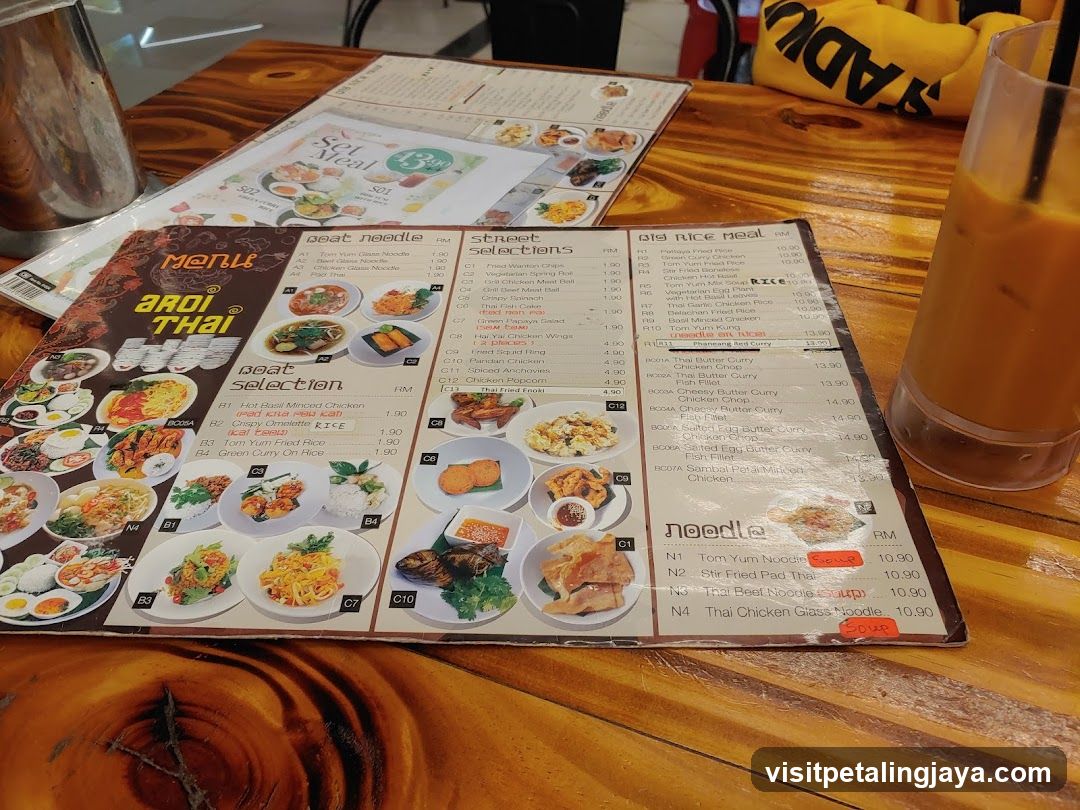 Aroi Thai Restaurant Menu Display