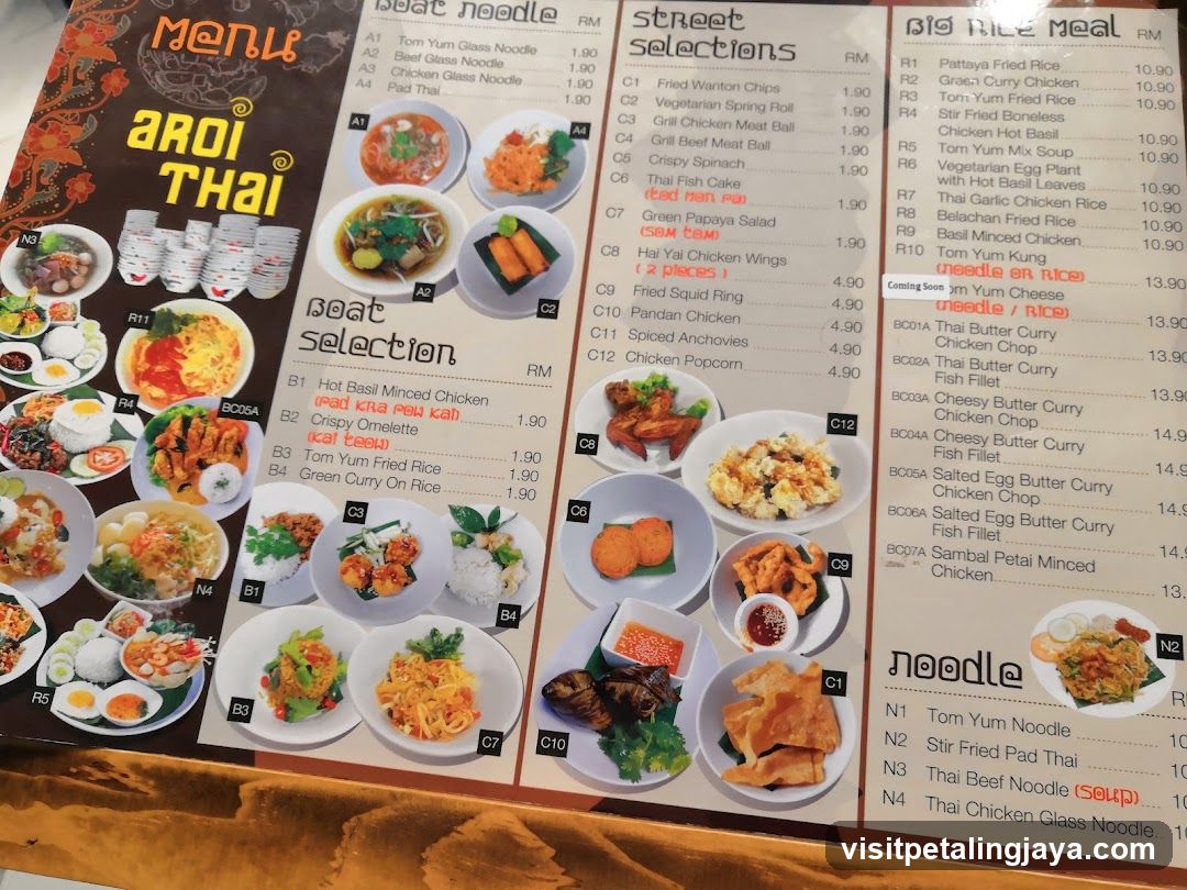 Thai Restaurant Menu Board