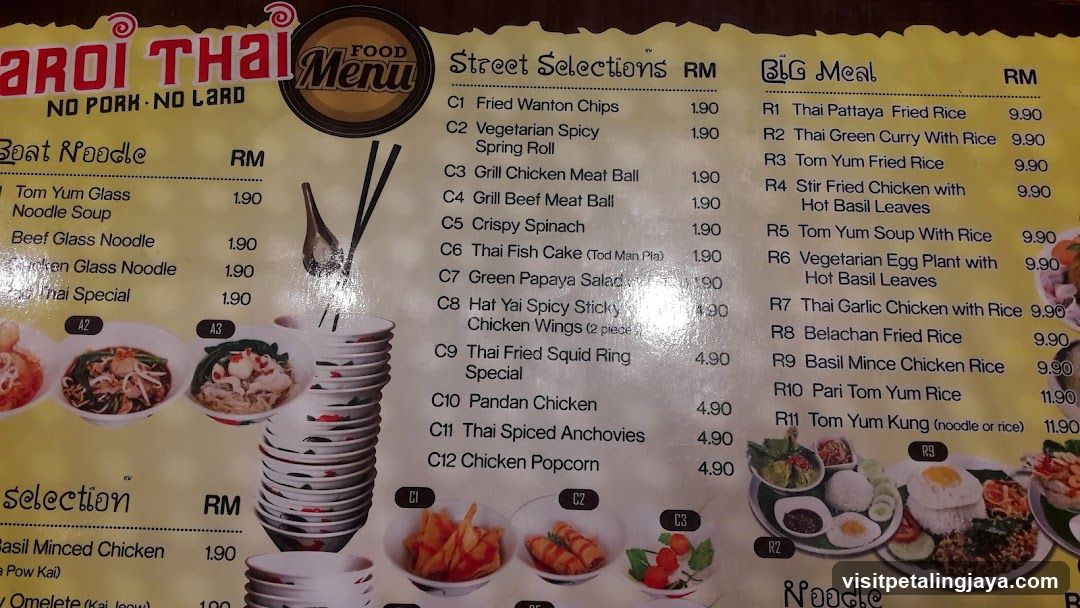 Caroi Thai Food Menu