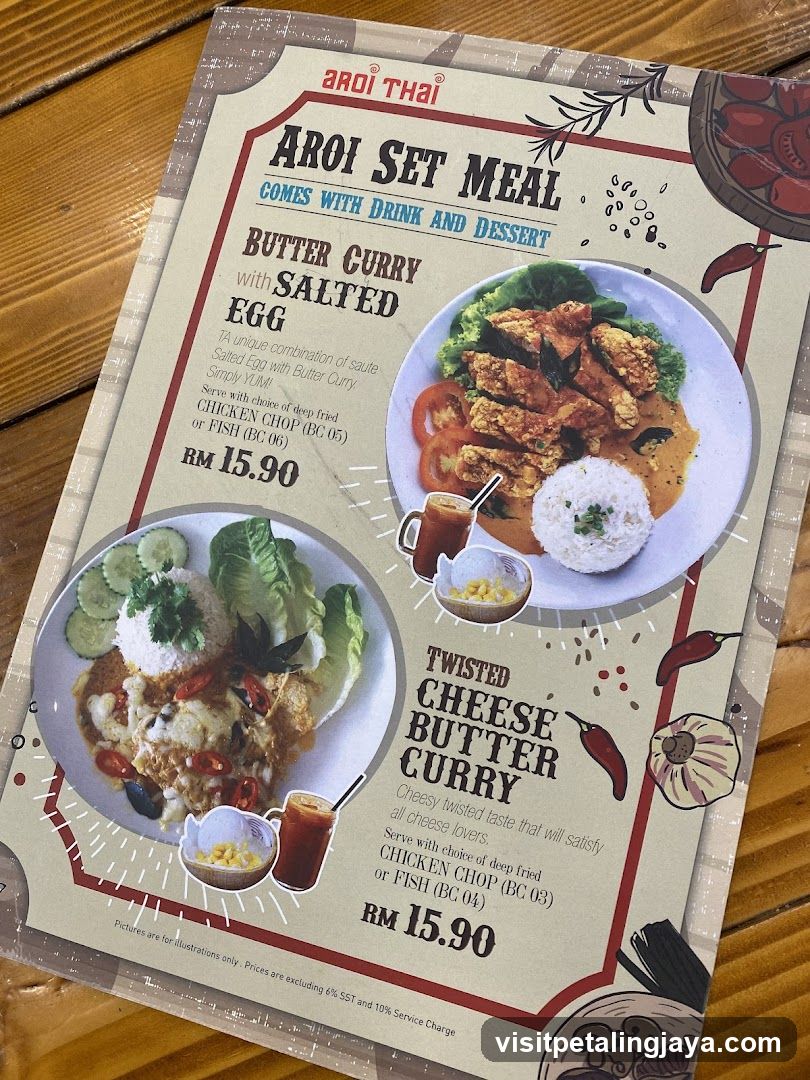 Aroi Thai Set Meal Menu