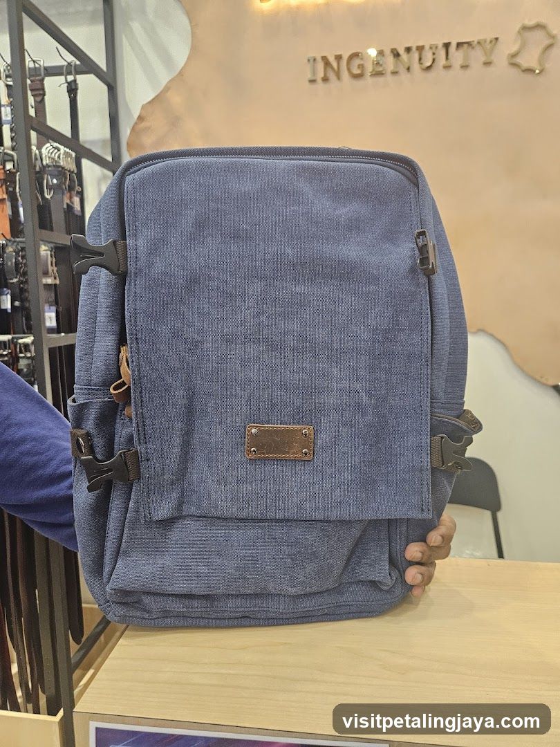 Blue Canvas Backpack Display