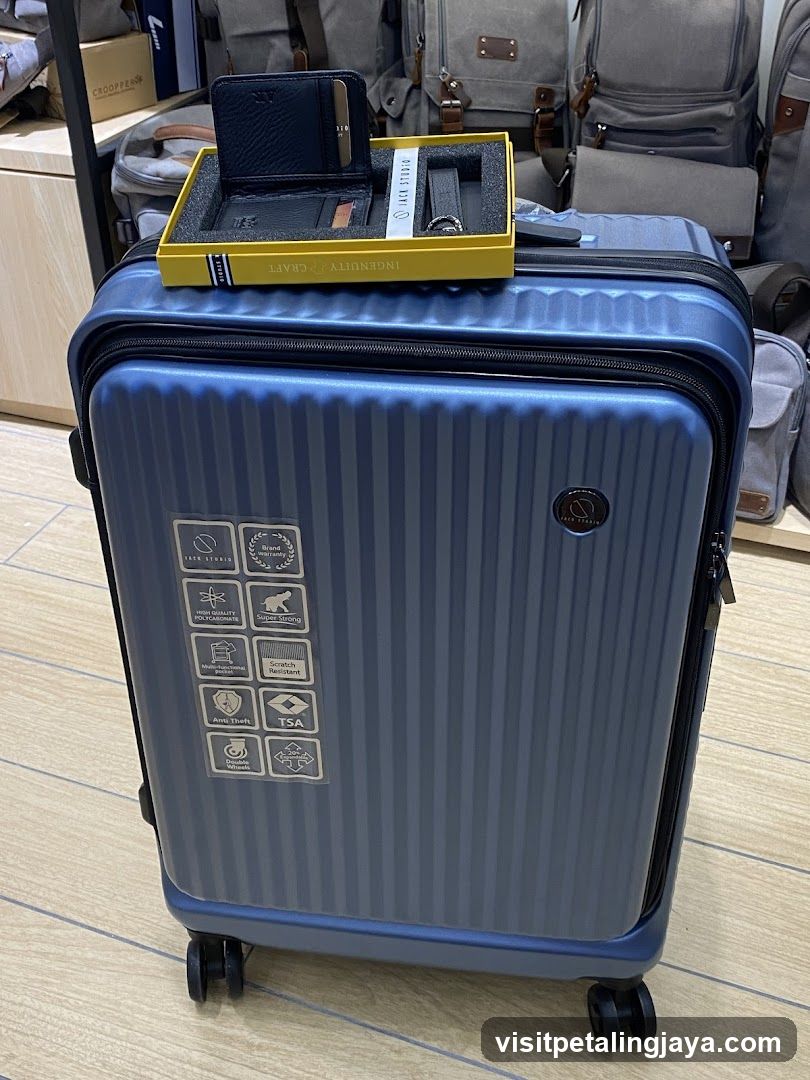 Blue Suitcase with Accessories Display